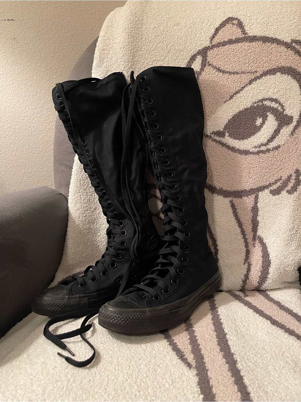 Converse Black Knee-High Lace-Up Boots